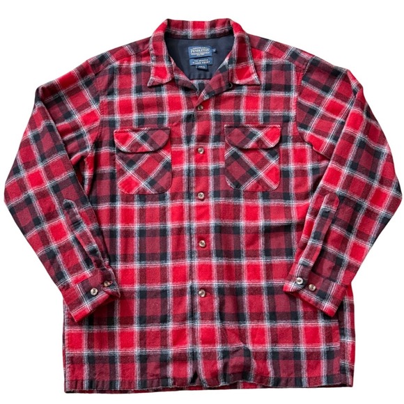 Pendleton Other - Pendleton Mens Red Black Plaid Wool Original Board Shirt Flannel L 1984 mm02